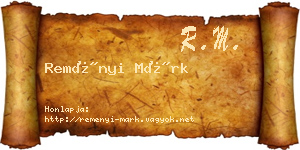Reményi Márk névjegykártya